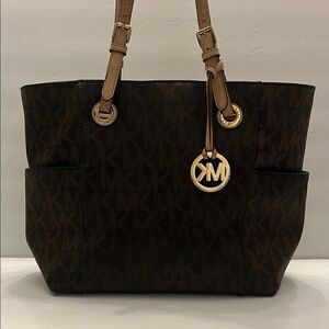 Michael Kors Dark Brown Tote with Gold Accents